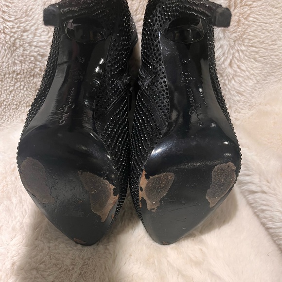 Vintage black rhinestones platform booties - Picture 5 of 5